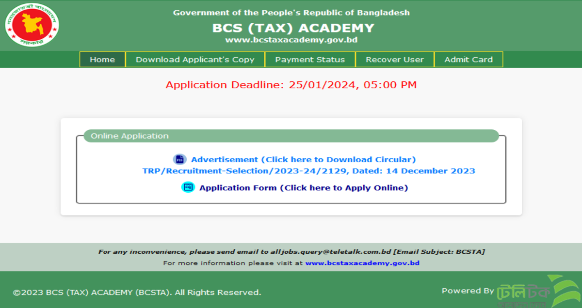 BCS Tax Academy Job Circular